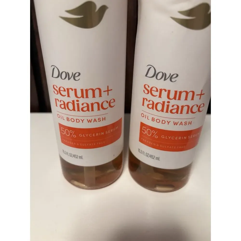 2x Dove Oil Body Wash Serum + Radiance with 50% Glycerin Serum 15.3 Fl Oz Ea New